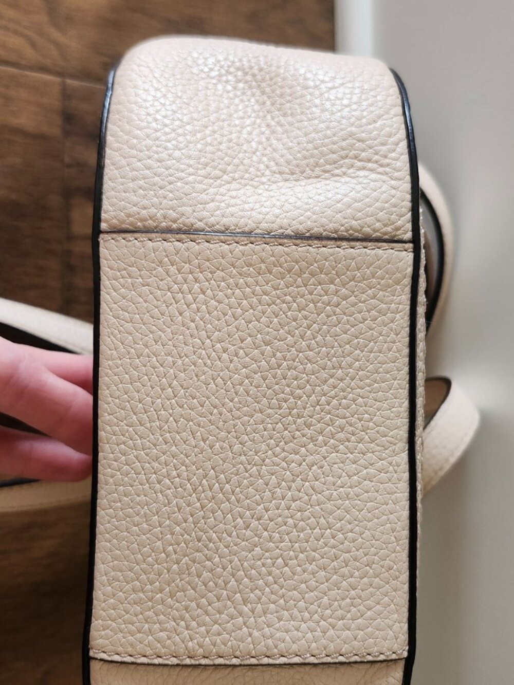 Kate Spade New York Pebbled Leather Crossbody Bag Tassel Beige Saddle Purse - Picture 6 of 16